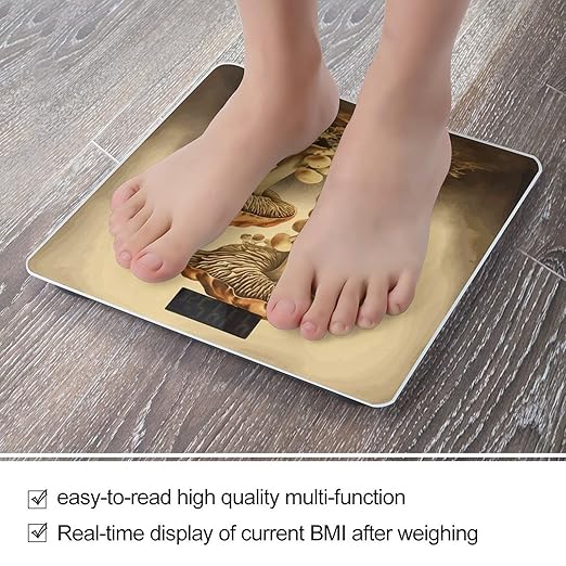 Vintage Mushrooms Bathroom Scale for Body Weight Bathroom Weighing Scale with Backlit LCD Display Highly Accurate Measures Weight Up to 180kg