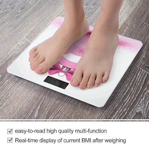 Pink Christmas Ball Weight ScaleClear LED Display Bathroom Digital Weighing ScaleTempered Glass Digital Bathroom Scale for Body Weight Capacity Up to 400 Lbs