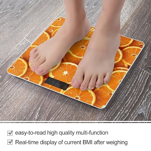 Orange Slices Scale for Body Weight Accurate Digital Bathroom Scale Toughened Glass High Precision Scales Smart Weight Scales with Large LCD Backlight Display Weighing Machine