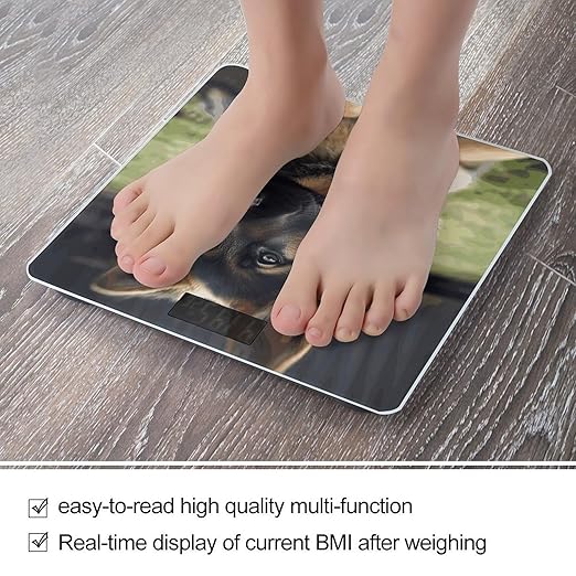 Digital Bathroom Scale for Body Weight Scale with Bright LCD Display High Accuracy Step-On Technology Auto On/Off German Shepherd Puppy Digital Scales 400 Lbs /180kg