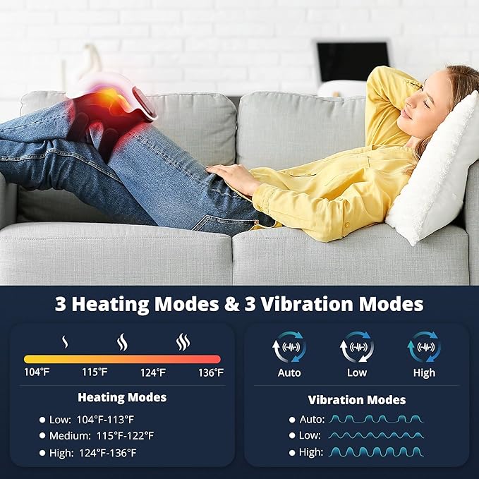 Medcursor Knee Massager with Heat Knee Massage with 3 Heating Levels &amp 3 Vibration Modes Heated Knee Massager with Large LED Screen