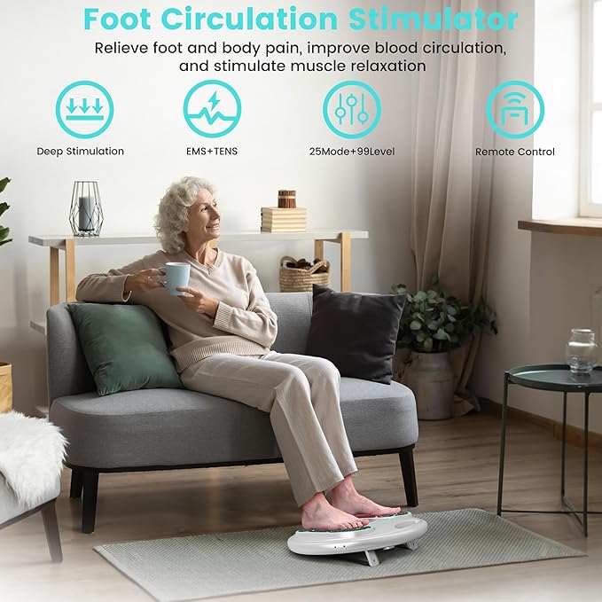 EMS Foot Massager for Neuropathy NMES Foot Stimulator for Neuropathy Feet Massager for Circulation and Pain Relief EMS with TENS Unit Muscle Stimulator Pads