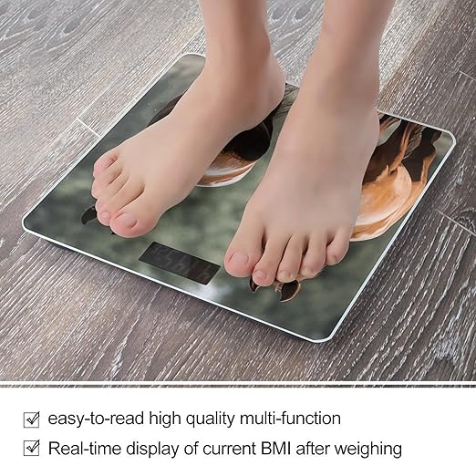 Animales Horses Digital Bathroom Scale for Body Weight with High Precision Digital Weighing Scale with BMI Clear LCD Display and Step-On Measures Weight Up to 180kg