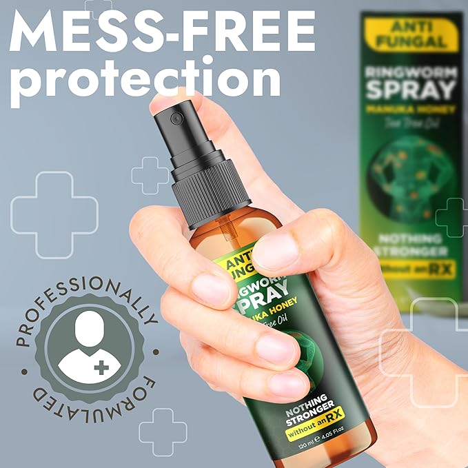 Tea Tree Oil Body Care Bundle – Antibacterial Body Wash (16 fl oz) + Antifungal Ringworm Spray with Manuka Honey (4.05 fl oz) – Soothes Itchy Skin Reduces Odor for Men &amp Women
