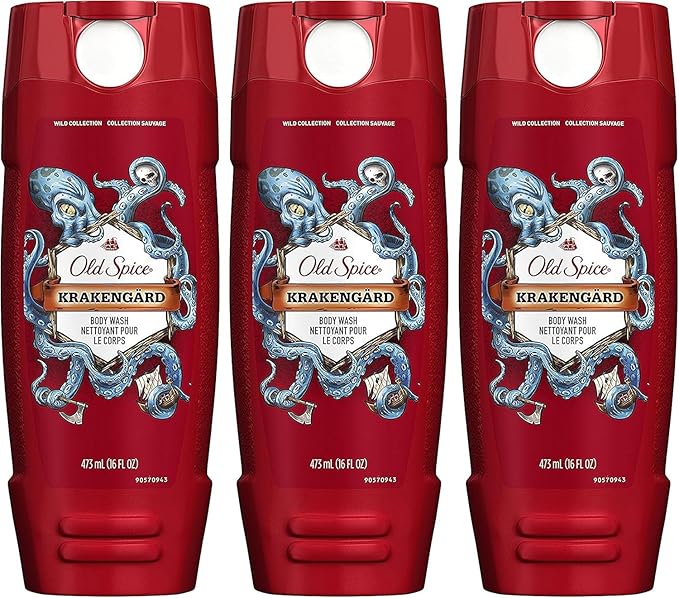 Old Spice Body Wash - Wild Collection - Krakengard - Net Wt. 16 FL OZ (473 mL) Per Bottle - Pack of 3 Bottles