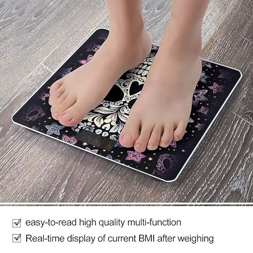Cool Skull Digital Bathroom Scale for Body Weight Weighing Scale with Backlit LCD Display High Precision Measurements &amp Measures Weight Up to 180kg