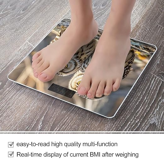 Real Cute Owls Scale for Body Weight Accurate Digital Bathroom Scale Toughened Glass High Precision Scales Smart Weight Scales with Large LCD Backlight Display Weighing Machine