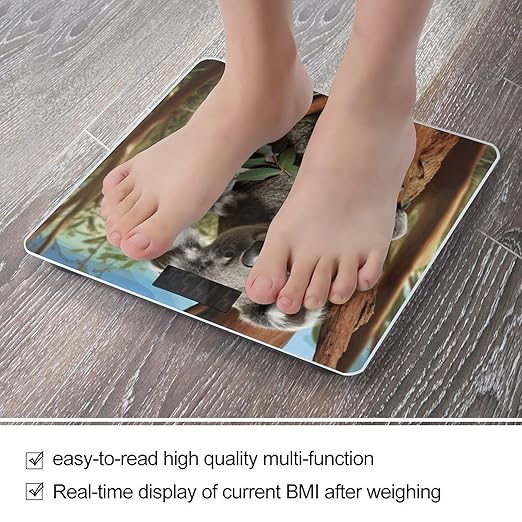 Koala Family Bathroom Scale for Body Weight Bathroom Weighing Scale with Backlit LCD Display Highly Accurate Measures Weight Up to 180kg