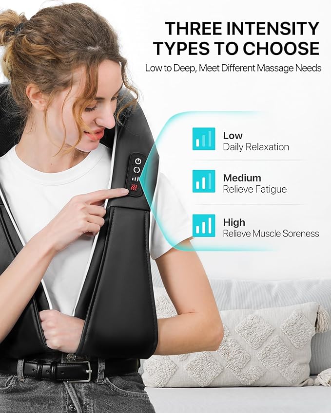ALLJOY Neck Massager for Pain Relief Deep Tissue with Heat HSA 3D Kneading Shiatsu Neck and Back Massager for Shoulder Full Body Home Office Car Use FSA Birthday Gifts for Mom Men Dad Women