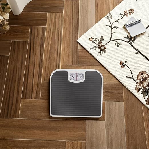 TEHAUX Analog Mechanical Bathroom Scale for Body Weight Measurement Gray Precision Personal Scale with Rotating Dial Home Use Health Monitor for Adults and Travel
