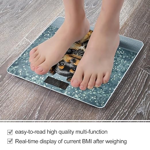 Black Yorkie Puppy Scale for Body Weight Digital Bathroom Scale Toughened Glass High Precision Scales for Body Weight with Large LCD Backlight Display Weight Scales