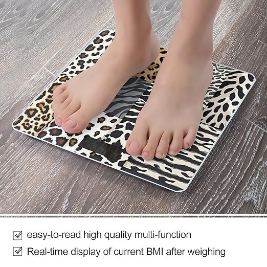 Leopard with Brownish Scale for Body Weight Smart Scales Digital Bathroom Scale High Precision Weighing Scales with Large Display Weighing Machine for People