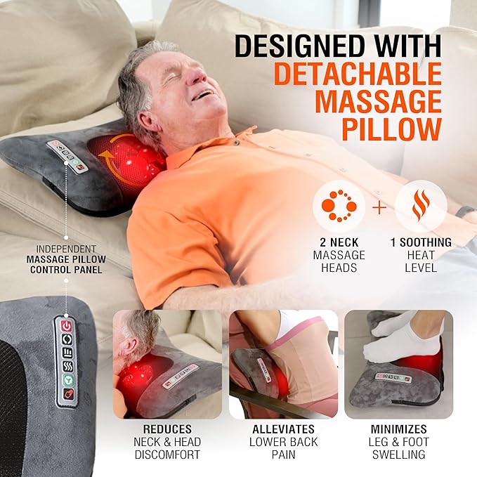 Powermat Full Body Massage Mat with Heat - Shiatsu Back Massager Pad for Bed Chair &amp Recliner - Electric Vibrating Heating Pad - Whole Body Massager Mat for Pain Relief - Massage Mattress by Powe