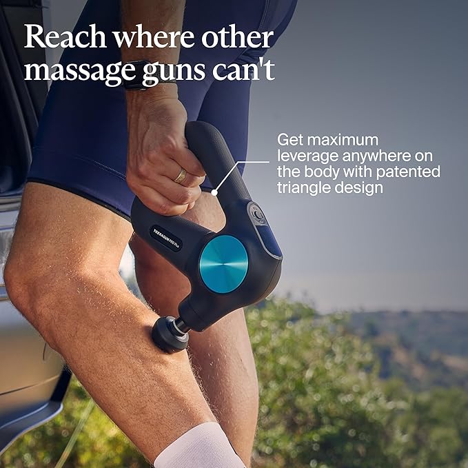 Therabody Theragun PRO Plus - 6-in-1 Deep Tissue Percussion Massage Gun Handheld Personal Massager for Full Body Pain Relief &amp Muscle Tension with Biometric Breathwork Vibration &amp Heated Att