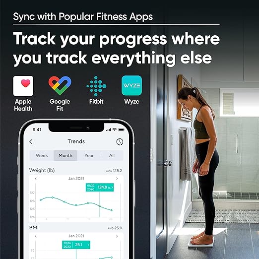 Wyze Smart Scale for Body Weight and Fat Digital Bathroom Scale Weighing Machine for People's Muscle BMI Bluetooth Electronic Body Composition Monitor 400lb