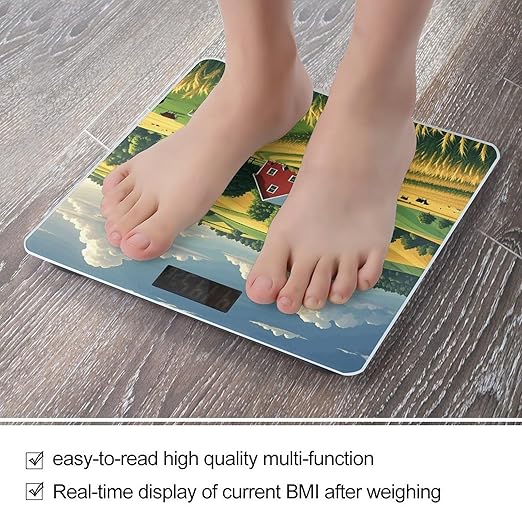 Country Farm Digital Bathroom Scale for Body Weight Weighing Scale with Backlit LCD Display High Precision Measurements &amp Measures Weight Up to 180kg