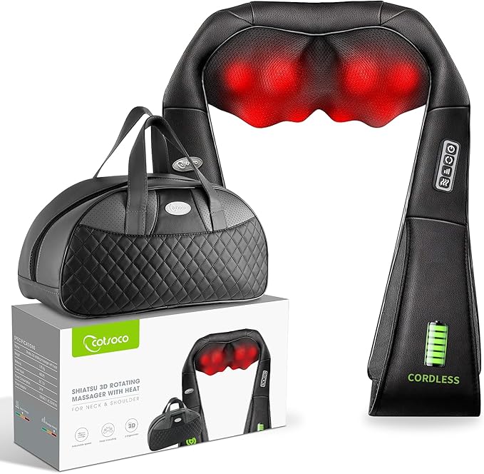 cotsoco Neck MassagerShiatsu Shoulder and Back Massager with Heat Electric Deep Tissue Massage Pillow for Body Muscle Pain ReliefBest Gifts Mom Dad Women MenHome Office Car Use