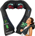 Zyllion Shiatsu Neck and Back Massager with Heat - Cordless Rechargeable 3D Electric Kneading Deep Tissue Massage for Muscle Pain Relief Black ZMA-28RB
