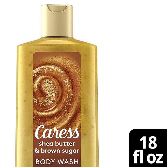 Caress Exfoliating Body Wash for Everyday Use Shea Butter &amp Brown Sugar 18 oz (Pack of 3)