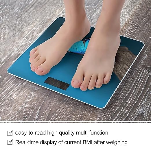 Beautiful Blue Butterfly Scale for Body Weight Safe Rounded Corners Tempered Glass Digital Bathroom Scale LED Display 400lb Capacity Weight Scales with High Precision Sensors