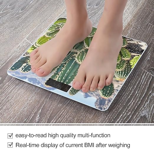 Green Cactus Scale for Body Weight Smart Scales Digital Bathroom Scale High Precision Weighing Scales with Large Display Weighing Machine for People