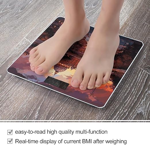 Digital Bathroom Scale for Body Weight Scale with Bright LCD Display High Accuracy Step-On Technology Auto On/Off Rome Sunset Digital Scales 400 Lbs /180kg