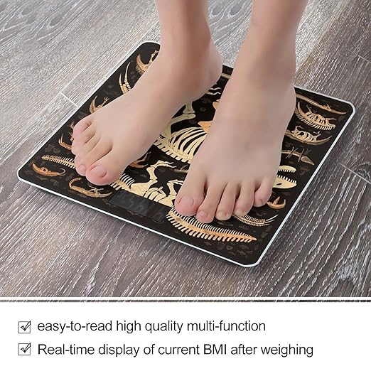 Dinosaur Skeleton Print Scale for Body Weight Digital Bathroom Scale Accurate Smart Weight Scales with Large Display Weighing Machine High Precision Scales