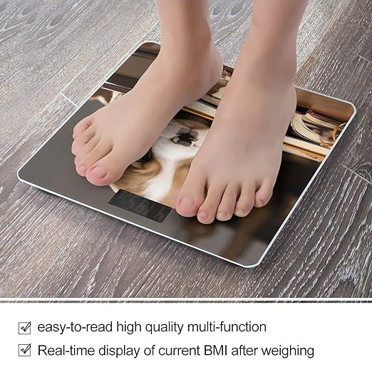Puppy Dog with Book Digital Bathroom Scale for Body Weight Weighing Scale with Backlit LCD Display High Precision Measurements &amp Measures Weight Up to 180kg