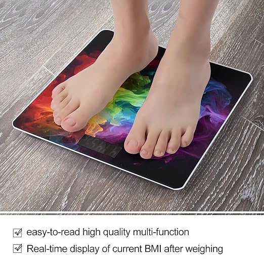Rainbow SmokeScale for Body Weight with LCD High Precision Weighing Scales Fashion Sturdy Tempered Glass Weight Scales Easy-to-Read Digital Bathroom Scale for Daily 400lb