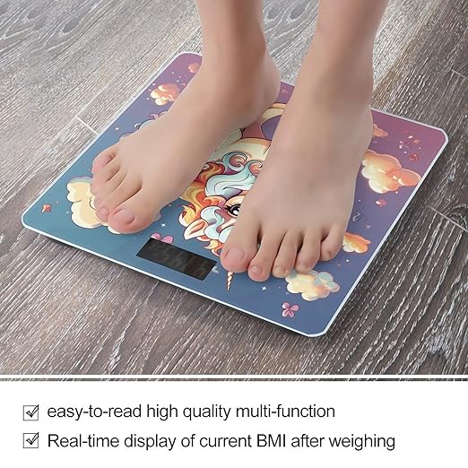 Cartoon Cute Horse Rainbow Scale for Body Weight Accurate Digital Bathroom Scale Toughened Glass High Precision Scales Smart Weight Scales with Large LCD Backlight Display Weighing Machine