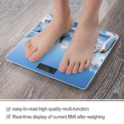 Penguin Antarctica Ice Scale for Body Weight Accurate Digital Bathroom Scale Toughened Glass High Precision Scales Smart Weight Scales with Large LCD Backlight Display Weighing Machine