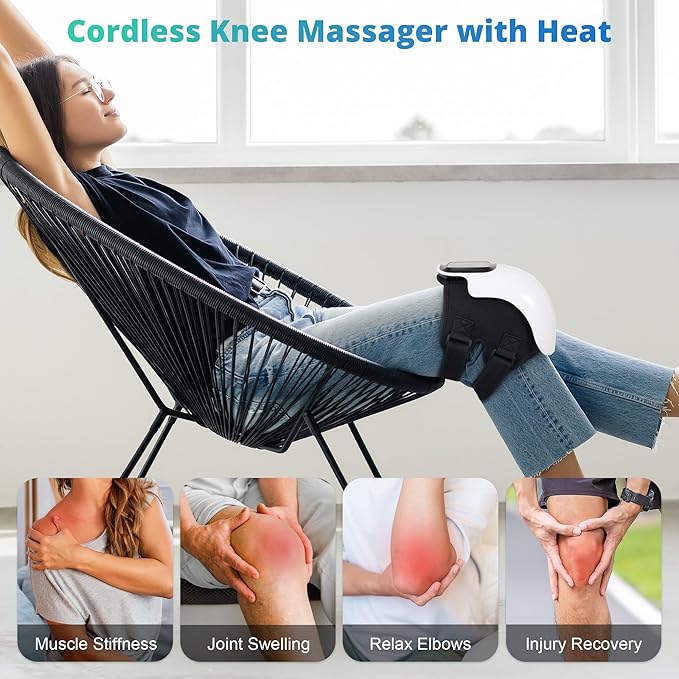 Medcursor Knee Massager with Heat Knee Massage with 3 Heating Levels &amp 3 Vibration Modes Heated Knee Massager with Large LED Screen