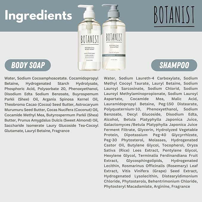 Botanist Organic Body Wash &amp Shampoo Set Natural Shower Gel For Women Dry Skin Sulfate Free Shampoo for Oily Hair with Natural Keratin &amp Honey from Japan Silicone &amp Paraben Free 32.0 Fl