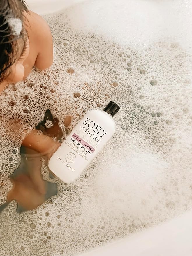 Zoey Naturals - Soothing Lavender Bubble Bath for Kids &amp Babies Tear-Free Moisturizing Toddler Soap with Aloe &amp Avocado Oil for Calm Experience - Made in USA 17 oz