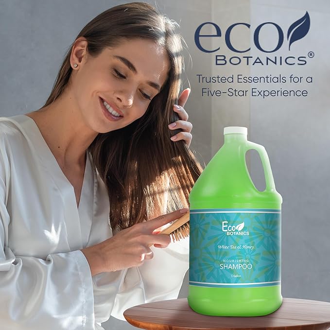 Terra Pure 1-Shoppe Eco Botanics Natural Shampoo with Raw Honey &amp White Tea | Gallon Jug Bulk Toiletries for Airbnb Vacation Rentals and Home Bathroom | Refill For Soap Dispensers