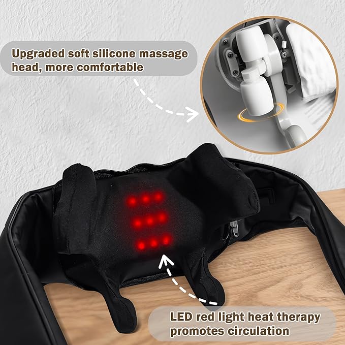 Joyset Neck Massager with Heat Cordless Shiatsu Neck Massager for Pain Relief Deep Tissue 6D Kneading Shiatsu Massager for Neck Shoulder Back Gifts for Dad Mom Friend
