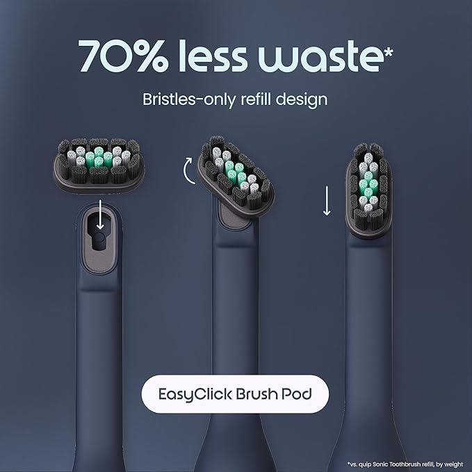 Quip Ultra Lite Sonic Electric Toothbrush Slim Lightweight Design 3 Brushing Modes 15X More Plaque Removal Pressure Sensor &amp 30-Day Battery Ash