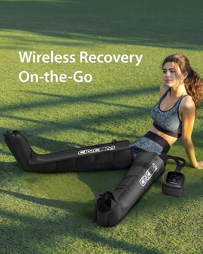 CINCOM Leg Massager Recovery System Cordless Air Compression Boots for Circulation Pro Sequential Compression Device for Athlete Fast Recovery