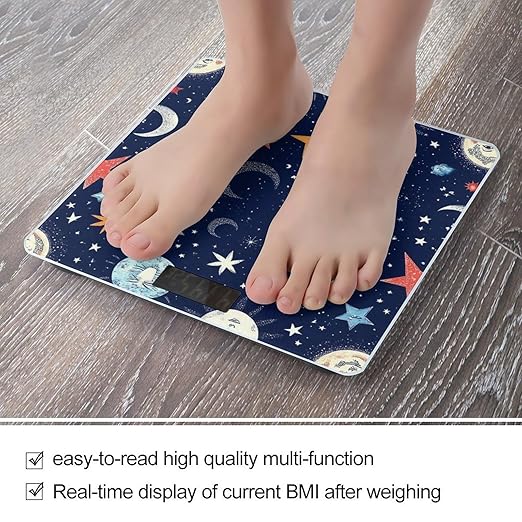 Women's Digital Bathroom Weighing Scale Automatic Switch Energy Saving Scale Smart Scale for Body Weight Zodiac Space Galaxy Constellation Sun Moon Stars