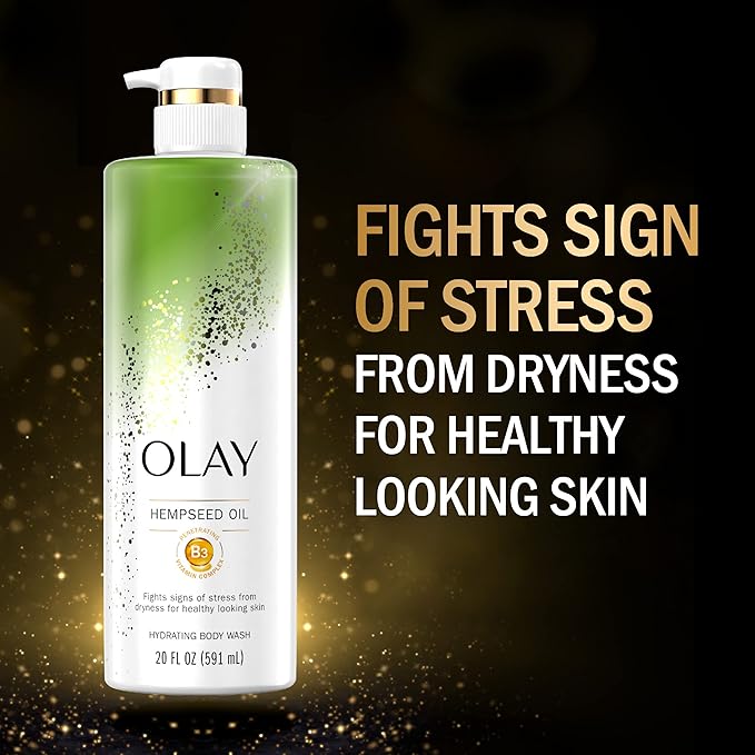 Olay Hydrating Body Wash for Women with Hempseed Oil and Vitamin B3 20 fl oz (Pack of 4)