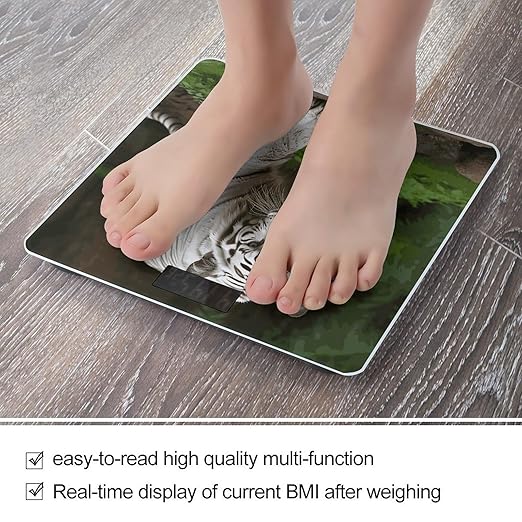 Majestic White Bengal Tiger Scale for Body Weight Digital Bathroom Scale Accurate Smart Weight Scales with Large Display Weighing Machine High Precision Scales