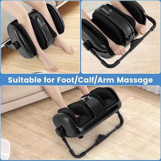 Giantex Foot Massager with Heat Calf Massager with Remove Control 2 Vibration Options 5 Mode &amp 5 Compression Intensity 360°Adjustable Stand Shiatsu Foot Massage Machine for Calf Arm Relax (Bl