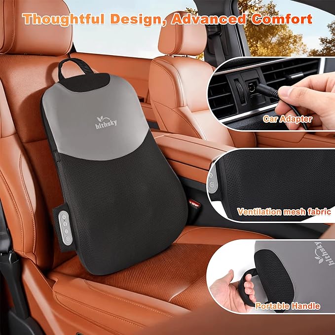 Back Massager for Pain Relief Deep Tissue Rolling Up and Down Shiatsu Back and Neck Massager with Heat 4D Kneading and Car Adapter for Home Office and Car use Gifts for Men and Women