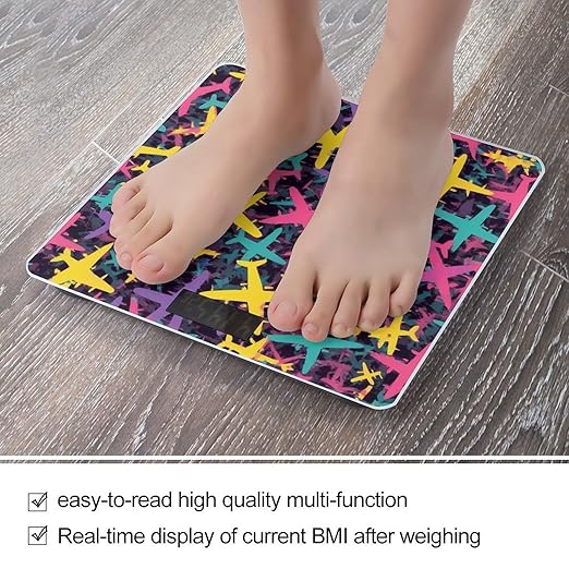 Energy Saving Scale Bathroom Weighing Scale Smart Scale for Body Weight Digital Airplanes Camo Pattern