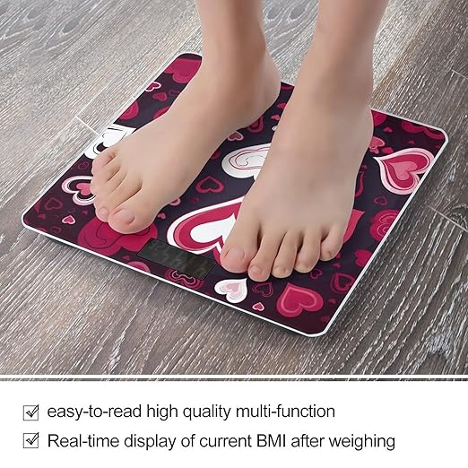 Happy Valentine's Day Smart Scale for Body Weight Accurate Bathroom Scale with LED Display Digital Weight Scales Weighing Machine High Precision Scales for Bath Home