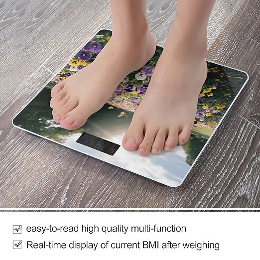 Pansy Perfection Weight Scale Large Digital Bathroom Scales with Bright LED Display Non Slip Digital Scale and Step On Fashion Weighing Machine for Body