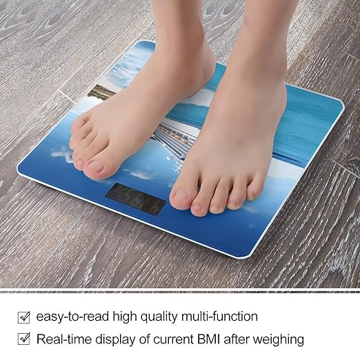 Seaside Cruise Ship Weight ScaleClear LED Display Bathroom Digital Weighing ScaleTempered Glass Digital Bathroom Scale for Body Weight Capacity Up to 400 Lbs