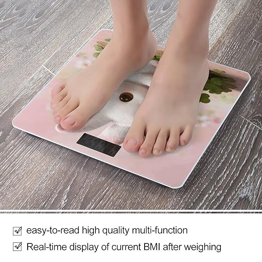 Cute Animal Weight ScaleClear LED Display Bathroom Digital Weighing ScaleTempered Glass Digital Bathroom Scale for Body Weight Capacity Up to 400 Lbs