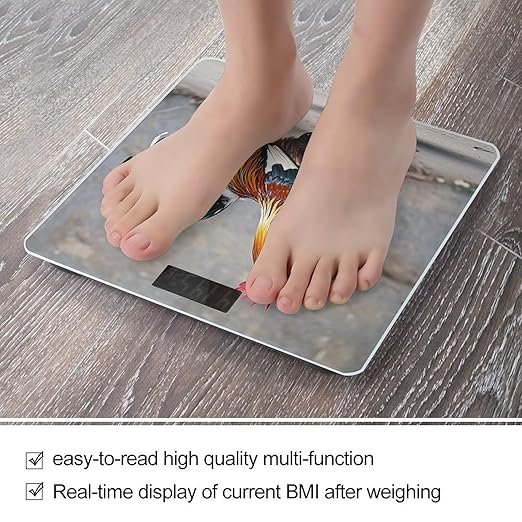 Rooster Bathroom Scale for Body Weight with High Precision Large LCD Backlight Display Digital Weighing Scale with BMI Capacity Up to 180kg