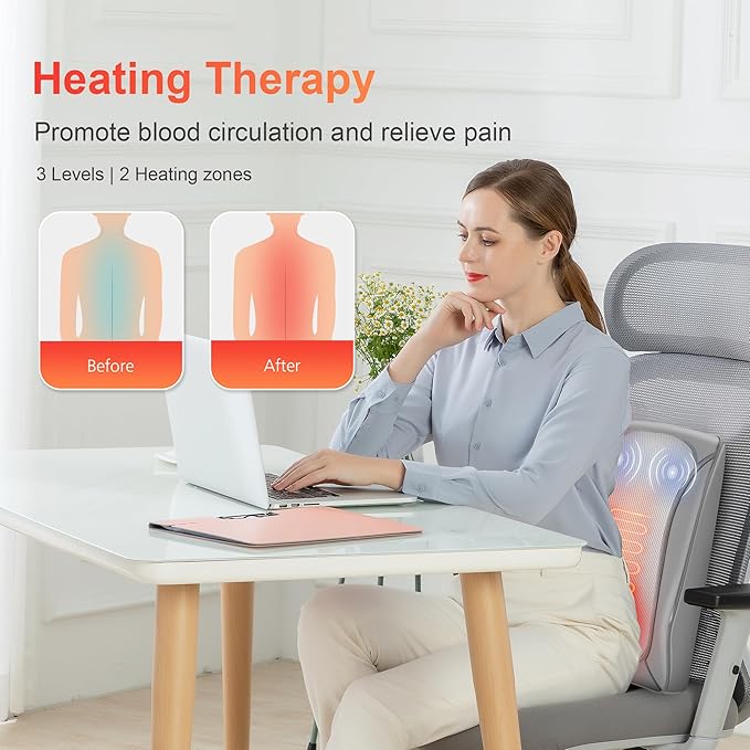 COMFIER Shiatsu Neck and Back Massager with Heat &amp Vibration 3D Deep Kneading Back Massage for Pain Relief Home Office UseGift for Her/HimGray